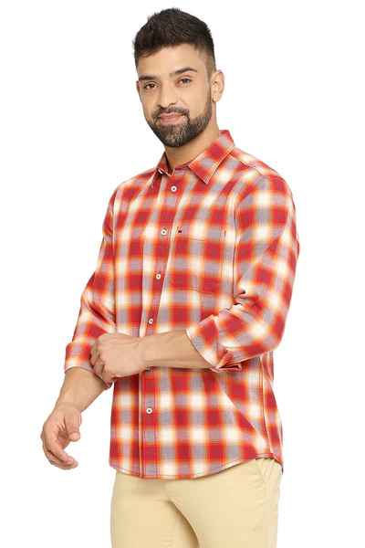 BASICS Mens  RED SLIM SHIRT 23BSH51735 HS