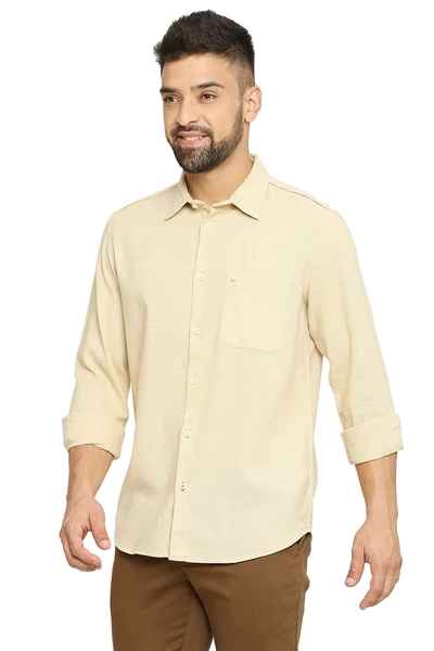 BASICS Mens  BEIGE SLIM SHIRT 23BSH51524 HS