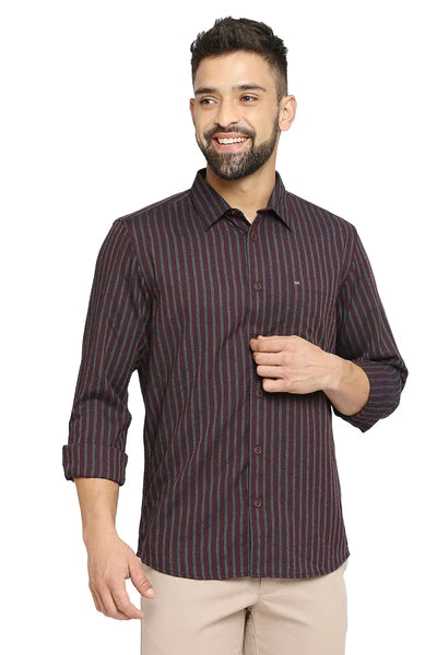 BASICS Mens  MAROON SLIM SHIRT 23BSH51955 LS