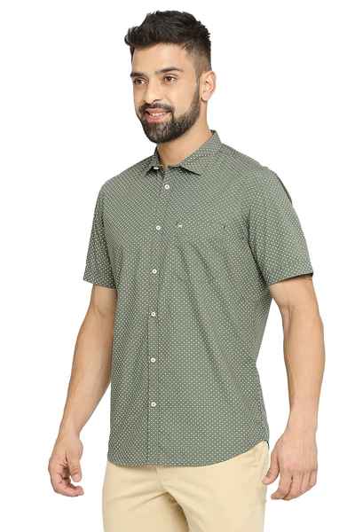 BASICS Mens  GREEN SLIM SHIRT 23BSH51909 HS