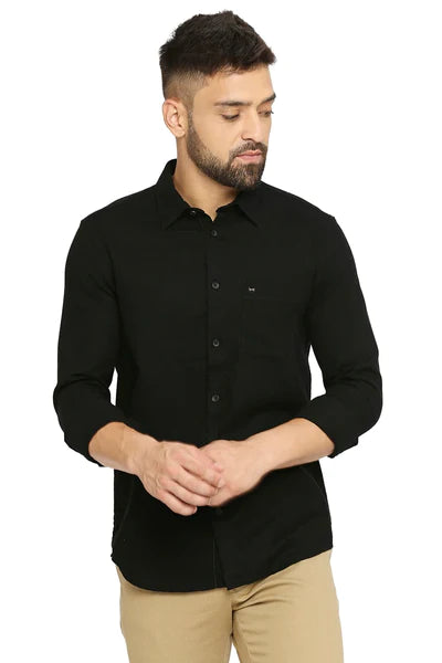 BASICS Mens  BLACK SLIM SHIRT 23BSH51526 HS