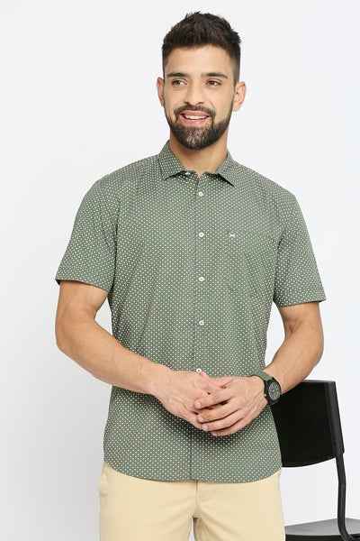 BASICS Mens  GREEN SLIM SHIRT 23BSH51909 HS