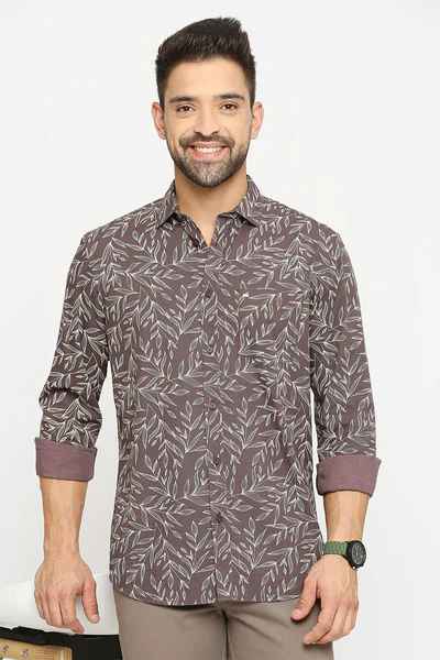 BASICS Mens  WINE SLIM SHIRT 23BSH51847 LS