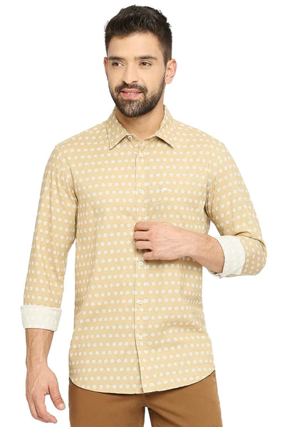 BASICS Mens  BEIGE SLIM SHIRT 23BSH51890 HS