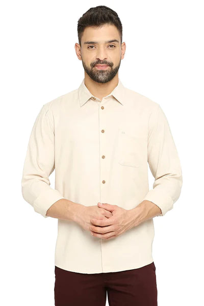 BASICS Mens  BEIGE SLIM SHIRT 23BSH52055 LS