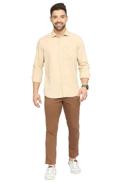 BASICS Mens  BEIGE SLIM SHIRT 23BSH51750 LS