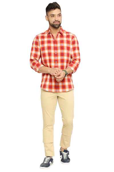 BASICS Mens  RED SLIM SHIRT 23BSH51735 HS