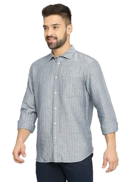 BASICS Mens  GREY SLIM SHIRT 23BSH51927 HS