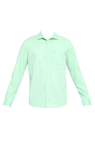 BASICS Mens  GREEN SLIM SHIRT 23BSH51689 LS