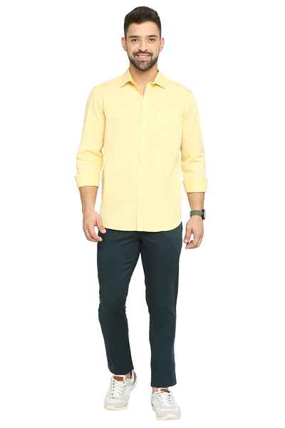 BASICS Mens  YELLOW SLIM SHIRT 23BSH51693 LS