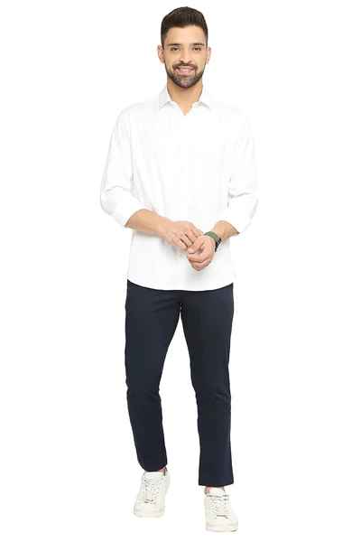 BASICS Mens  WHITE SLIM SHIRT 23BSH51718 LS