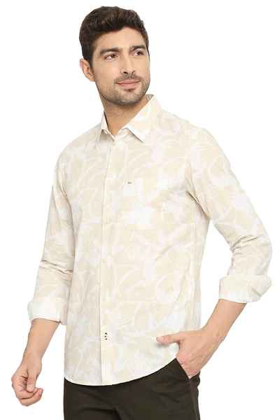 BASICS Mens  BEIGE SLIM SHIRT 23BSH51917 LS