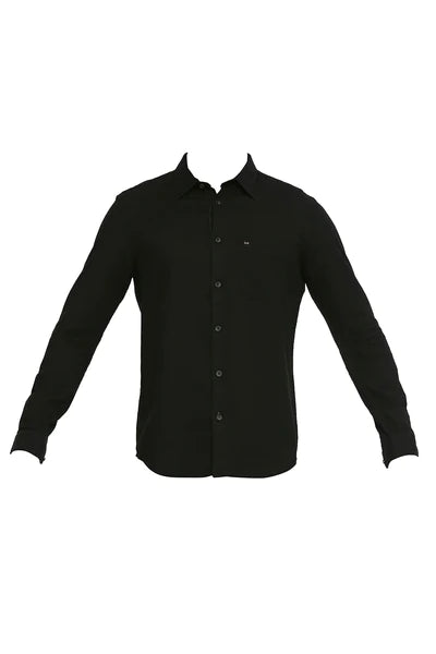 BASICS Mens  BLACK SLIM SHIRT 23BSH51526 HS