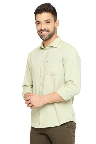 BASICS Mens  OLIVE SLIM SHIRT 23BSH51747 LS