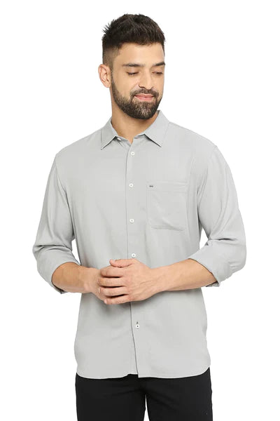 BASICS Mens  GREY SLIM SHIRT 23BSH51881 HS