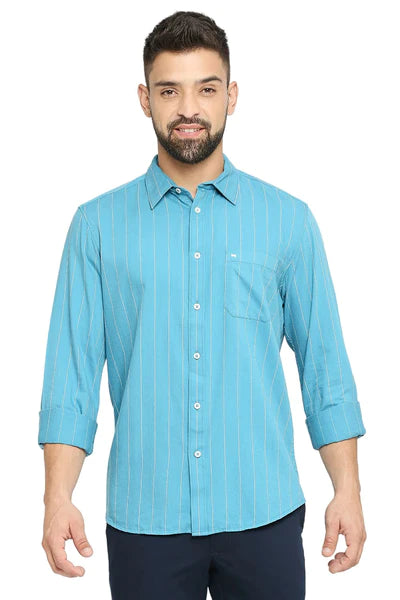 BASICS Mens  BLUE SLIM SHIRT 23BSH51644 HS