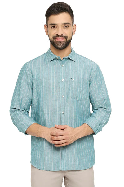 BASICS Mens  MID GREEN SLIM SHIRT 23BSH51925 LS