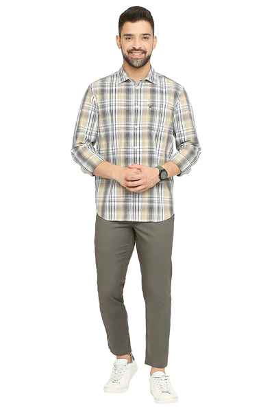 BASICS Mens  BEIGE SLIM SHIRT 23BSH51675 LS