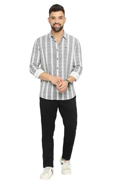 BASICS Mens  BLACK SLIM SHIRT 23BSH51815 LS