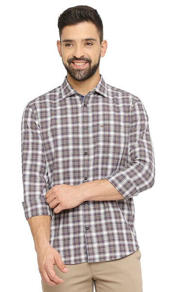 BASICS Mens  BROWN SLIM SHIRT 23BSH51734 HS