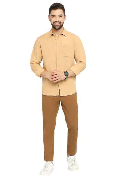 BASICS Mens  LIGHT BROWN SLIM SHIRT 23BSH51480 HS