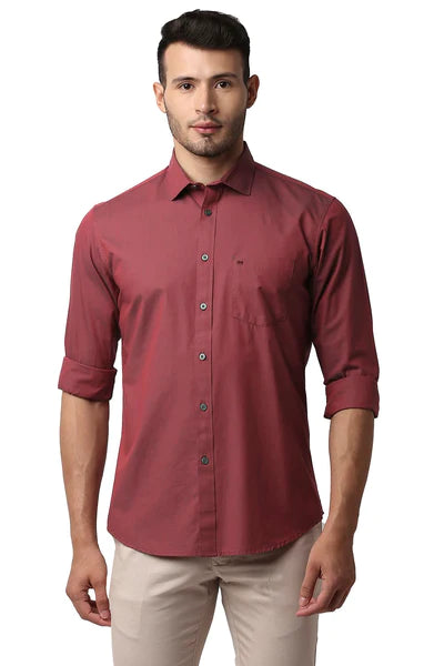 BASICS Mens  RED SLIM SHIRT 23BSH52253 LS