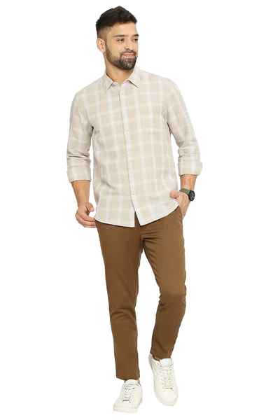 BASICS Mens  BEIGE SLIM SHIRT 23BSH51473 HS