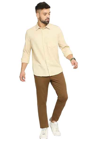 BASICS Mens  BEIGE SLIM SHIRT 23BSH51524 HS