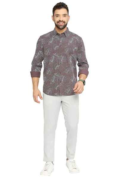 BASICS Mens  WINE SLIM SHIRT 23BSH51849 LS