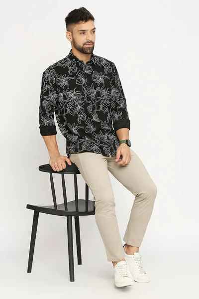 BASICS Mens  BLACK SLIM SHIRT 23BSH51824 LS