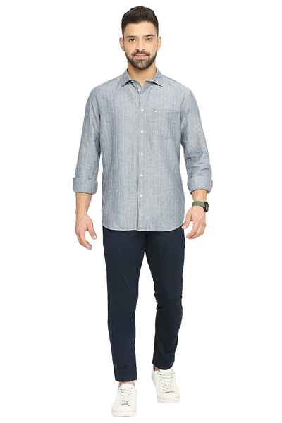 BASICS Mens  GREY SLIM SHIRT 23BSH51927 HS