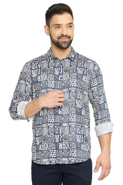 BASICS Mens  NAVY SLIM SHIRT 23BSH51898 LS