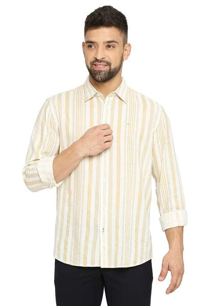 BASICS Mens  BEIGE SLIM SHIRT 23BSH51813 LS