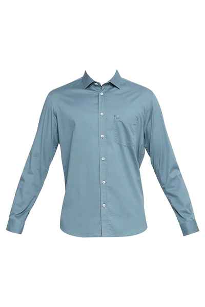 BASICS Mens  BLUE SLIM SHIRT 23BSH51764 LS