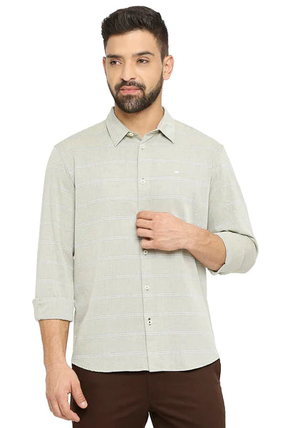 BASICS Mens  OLIVE SLIM SHIRT 23BSH51640 LS