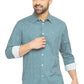 BASICS Mens  TEAL SLIM SHIRT 23BSH51831 LS