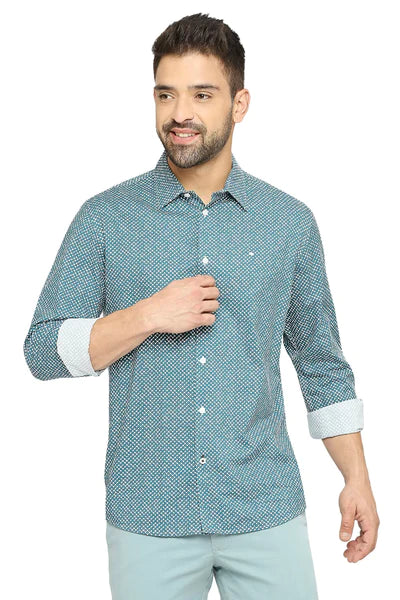 BASICS Mens  TEAL SLIM SHIRT 23BSH51831 LS