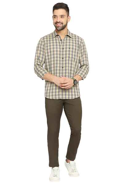 BASICS Mens  BEIGE SLIM SHIRT 23BSH51531 LS