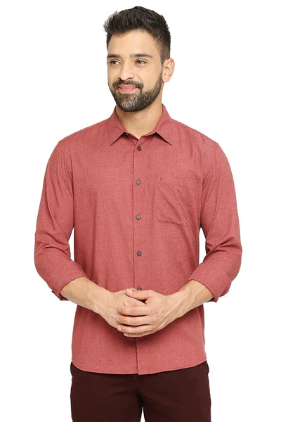 BASICS Mens  RED SLIM SHIRT 23BSH52057 LS