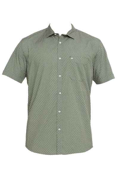 BASICS Mens  GREEN SLIM SHIRT 23BSH51909 HS