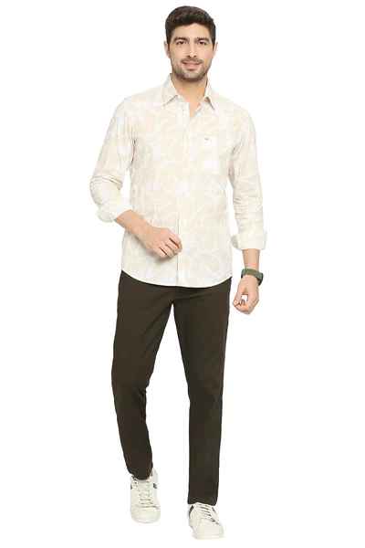 BASICS Mens  BEIGE SLIM SHIRT 23BSH51917 LS