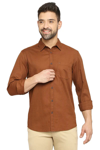 BASICS Mens  BROWN SLIM SHIRT 23BSH51962 HS