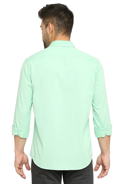 BASICS Mens  GREEN SLIM SHIRT 23BSH51689 LS