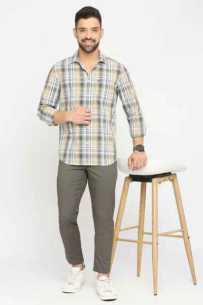 BASICS Mens  BEIGE SLIM SHIRT 23BSH51675 LS