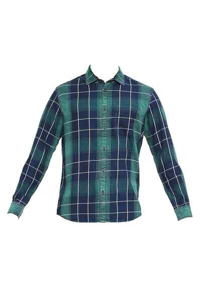 BASICS Mens  GREEN SLIM SHIRT 23BSH51707 LS