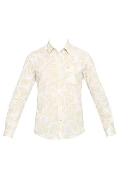 BASICS Mens  BEIGE SLIM SHIRT 23BSH51917 LS