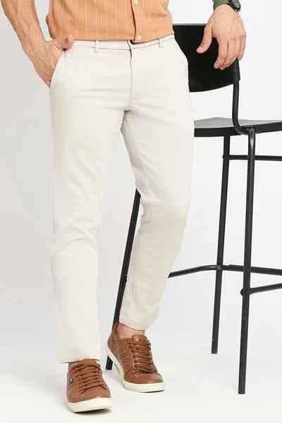 BASICS Mens  LIGHT GREY TAPERED TROUSER 23BTR51583 FLATFRONT