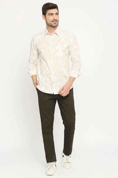 BASICS Mens  BEIGE SLIM SHIRT 23BSH51917 LS