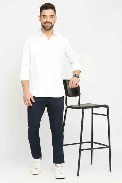 BASICS Mens  WHITE SLIM SHIRT 23BSH51718 LS