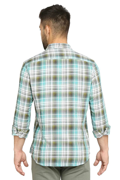 BASICS Mens  TEAL SLIM SHIRT 23BSH51680 HS